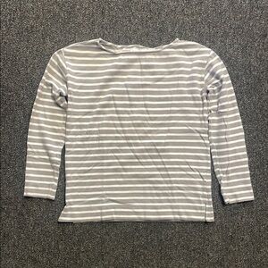 Gray and White Striped 3/4 Sleeve Shirt